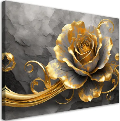 Produktbild von Leinwandbild Złota Róża 120x80 Feeby Gold bild für die wand bereit zum aufhängen