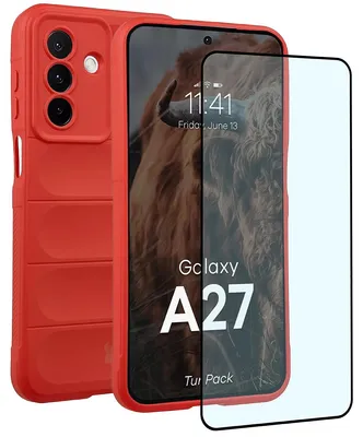 Produktbild von Robuste Handyhülle + gehärtetem Glas für Galaxy A27 5G, Bizon Tur Pack, Rot