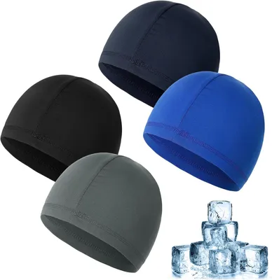 Zdjęcie produktu dla Czapka rowerowa pod kask 4 szt., oddychający jedwab lodowy, rozmiar 26 x 15,5 cm, dla kolarzy, wielokolorowa