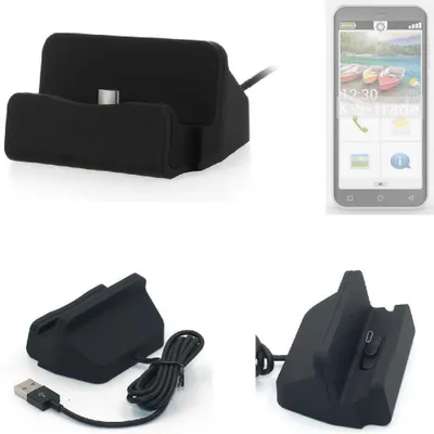Produktbild von K-S-Trade Docking-Station kompatibel mit Emporia Smart.5mini Ladestation Dock Ladegerät Docking Station Tischständer Ständer inkl. USB Typ C Kabel