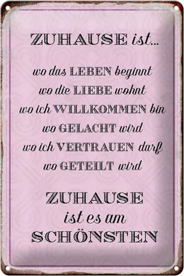 Produktbild von Blechschild Spruch 20x30cm Zuhause ist es am schönsten