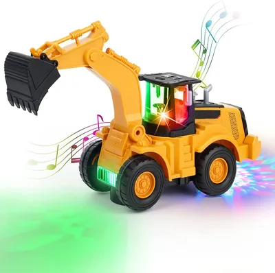 Produktbild von Bagger Spielzeug, Automatisch Gehend Mit Ton Und Licht Fahrzeug Baustellenfahrzeuge, Auto Kinderspielzeug Bagger Mit Lichtern Und Mehrfacher Musik Für Kinder 3 4 5 6 7 Jahre