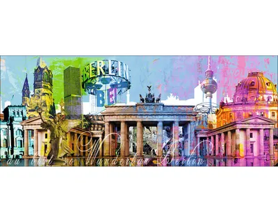 Produktbild von Glasbild Berlin bunt 125x50 cm