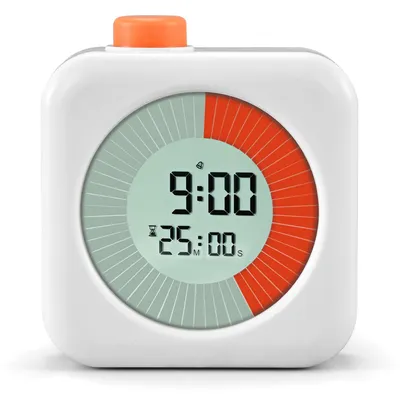 Digitaler Timer 3-in-1, 60 Min., Countdown, Uhr, Alarm, Weiß