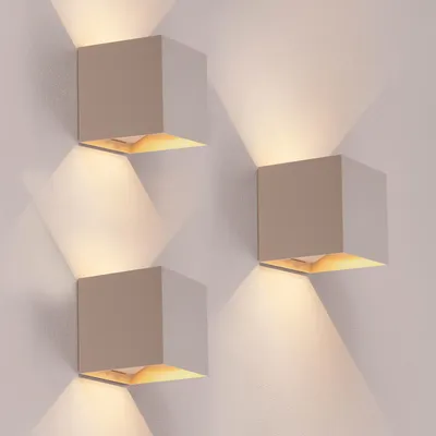 Produktbild von Ledvion 3er Set Wandlampe Innen / Aussen sensor Akku IP44 Beige Warmweiß