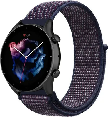 Produktbild von Strap-it Amazfit GTR 3 (Pro) Nylonarmband (Lila-Blau)