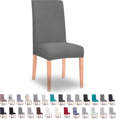 Produktbild von SPRINGOS Stuhlbezug Spannbezug Kurze Stuhlhusse Universell Stretch Universal Flexibel (Graphit Kariert)