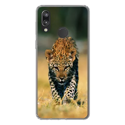 Produktbild von MuchoWow® Handyhülle Schutzhülle Hülle für Huawei P20 Lite (2020) Leopard - Makro - Gras Silikon Softcase Handy Hülle - Kartenhalter