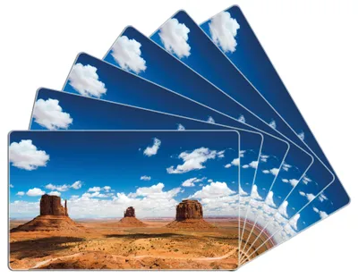 Produktbild von Wallario Frühstücksbrettchen 6er Set aus Glas, je 14 x 23 cm, mit rutschfesten Füßen, Motiv Monument Valley