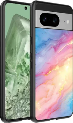 Produktbild von Geeignet für Google Pixel 8 Telefon Fall mit Regenbogen Glitter Marble Print - TPU Backcover Fall Regenbogen Glitter Marble Design - Smartphonica