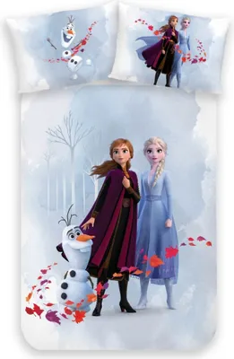 Produktbild von Babybettwäsche Frozen Die Eiskönigin 100x135 + 40x60 cm, 100 % Baumwolle, Flanell / Biber, 2 teilig, süße Disney Anna, Elsa & Olaf