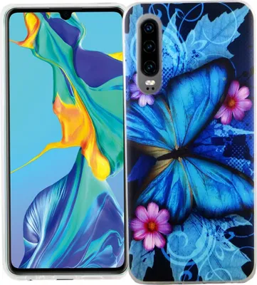 Produktbild von Huawei P30 König Design Handy Hülle Schutz-Case Cover Bumper Schmetterling Blau