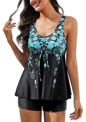 Zdjęcie produktu dla Strój kąpielowy tankini damski dwuczęściowy push up kwiatowy dla pani