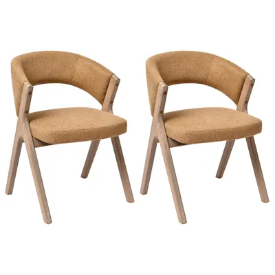 Image de Duhome Lot de 2 chaises de salle à manger, chaises rembourrées en bois avec revêtement en lin, chaises de cuisine de style scandinave pour la salle à manger, la cuisine et le salon