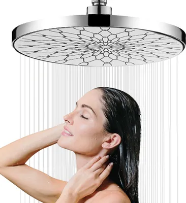 Produktbild von Kopfbrause 25CM, Duschkopf Regendusche Groß, Hochdruck Kopfbrause Wassersparend, Runder Sparduschkopf 360° Verstellbarer (Silber)