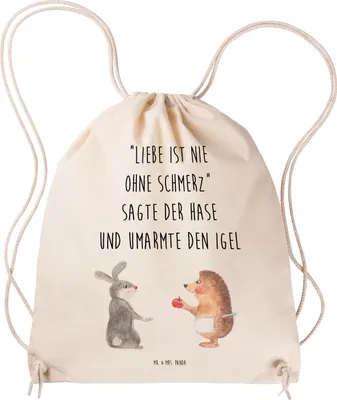 Produktbild von Mr. & Mrs. Panda Baumwollbeutel Hase Igel - Transparent - Geschenk, Jutebeutel, wander rucksack, und, Trösten, gymnastiktasche, Herzschmerz, Sportbeutel, Lustige Sprüche