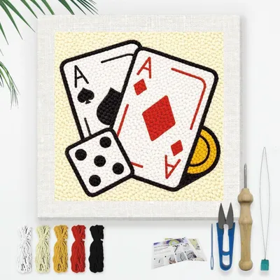 Produktbild von Stickkarten Würfel Nähset für Anfänger, 24x24cm Lochstich Bastelset, DIY Stickstarter Set mit Anleitung, Garn und Punchnadel