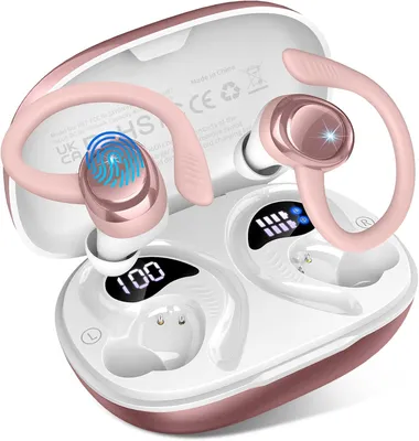 Produktbild von Bluetooth 5.4 Sport Kopfhörer Kabellos In Ear mit Ohrhaken 50h Akku ENC 4 Mikrofone HiFi Stereo IPX7 wasserdicht LED Display USB-C