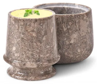 Marmor Butterdose mit Deckel, 10,8 cm, Ozeanblau