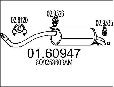 Produktbild von MTS 01.60947 Endschalldämpfer für SKODA Fabia II Schrägheck (542) Auspuff