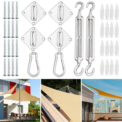 Obrázek produktu pro Sada pro upevnění sluneční plachty, chromovaná ocel, 40 dílů