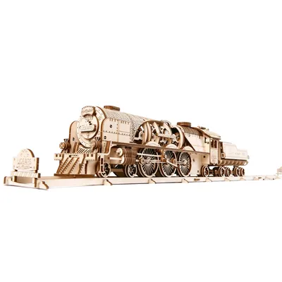 Immagine prodotto di puzzle meccanico in legno 3D V-Express 4-6-2 locomotiva a vapore con tender