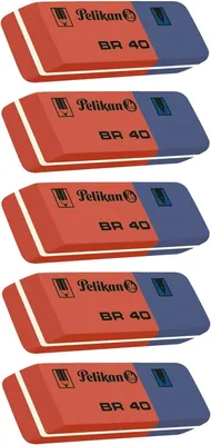 Produktbild von Pelikan BR40 Radierer aus Kautschuk (blau / rot, 5 Radierer)