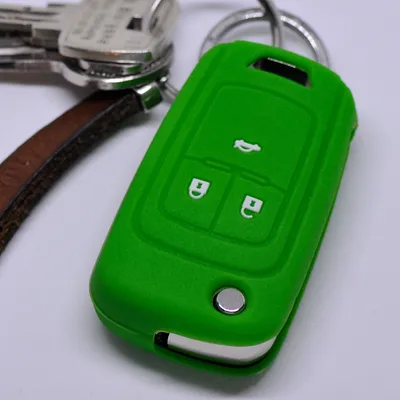 Produktbild von Auto Schlüssel Silikon Schutz Hülle Grün kompatibel mit Opel Insignia Zafira Meriva ab 2008 Chevrolet Cruze Trax Matiz Aveo Spark 3 Tasten Klappschlüssel