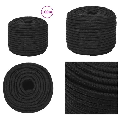 Obrázek produktu pro vidaXL Lodní lano černé 12 mm 100 m Polypropylen - Lodní lano - Lodní lana - Opletené lodní lano - Kotevní lano