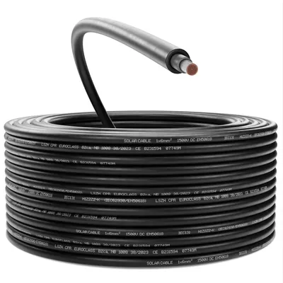 Zdjęcie produktu dla deleyCON, kabel solarny, 50 metrów, przekrój 6 mm², kabel fotowoltaiczny, napięcie stałe 1,5 kV, kolor: czarny, długość: 50 metrów