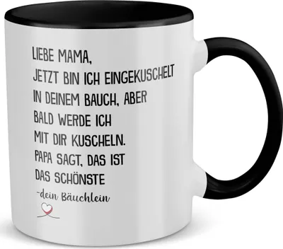 Produktbild von 22Feels Schwangerschaft Geschenk Frauen Werdende Mama Mom To Be Kaffeetasse Verkünden Schwanger Baby Geburtstag Weihnachten Muttertag Haferl (Weiss-Schwarz)