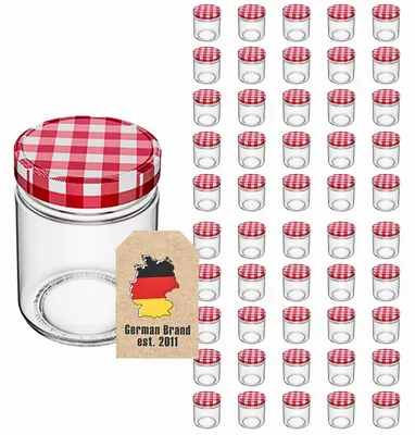 Produktbild von Intirilife Einmachgläser 50er Set 240 ml max 200 ml optimal – Marmeladengläser mit Schraubdeckel 9.5 x 6.5 cm Sturzgläser Vorratsgläser Honigglas Dessertglas