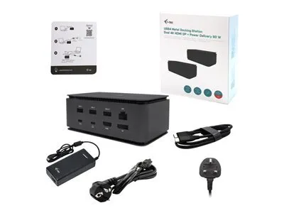Zdjęcie produktu dla i-tec Metal USB4 Stacja dokująca Dual 4K HDMI DP z funkcją Power Delivery 80 W + Uniwersalna ładowarka 112 W (USB4DUALDOCK100W)