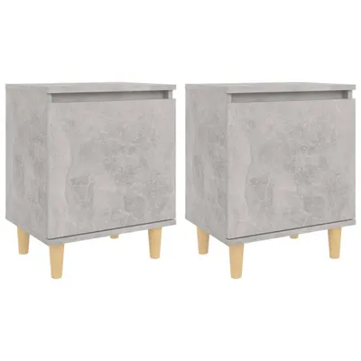 Obrázok produktu pre vidaXL Nočné stolíky s nohami z masívneho dreva 2 ks. Betónová sivá 40x30x50cm