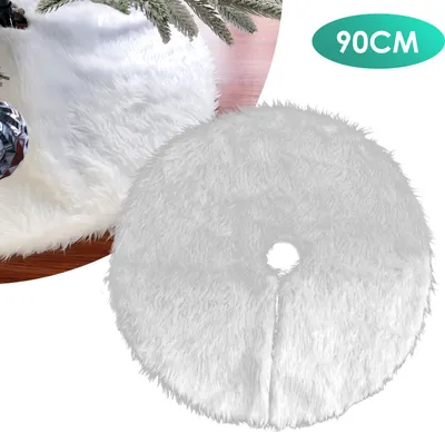 Produktbild von Eikuavons Weihnachtsbaumdecke 90 cm Weiß, weicher Plüsch Weihnachtsbaumrock mit verstecktem Klettverschluss für Wohnzimmer