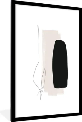 Produktbild von MuchoWow® Gerahmtes Poster Malerei - Linienkunst - Abstrakt 60x90 cm - Poster mit Schwarzem Bilderrahmen Wandposter Rahmen Foto Bilder - Dekoration - Wandposter Wohnzimmer - Hochwertig