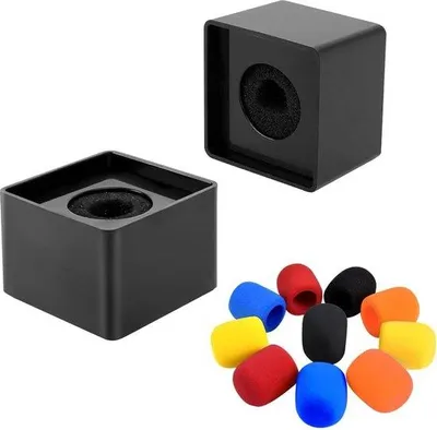 Obrázok produktu pre Sada 2 mikrofónových stojanov Square Cube pre rozhovory s 10 penovými krytmi na mikrofóny
