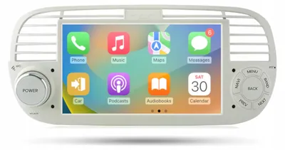 Zdjęcie produktu dla Radio Android do Fiat 500 Carplay Android Auto białe 6+128GB