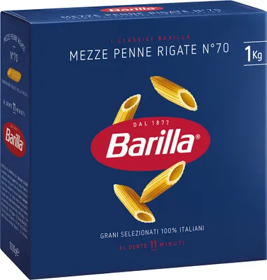Produktbild von 18x Pasta Barilla - Mezze Penne Rigate N.70 - 1kg - Italienische Nudeln