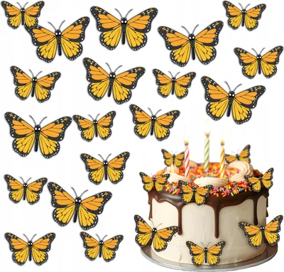 Produktbild von Waffel Gelbe Schmetterlinge für Kuchen Essbare Dekoration Dekoration 23 Stück