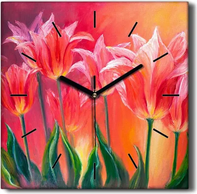 Produktbild von Coloray Hodiny Unikátní 30x30 cm  Tiché hodiny Pro obývací pokoj a kuchyň Nástěnné hodiny Plátno Černé ručičky hodin - Sázet květiny
