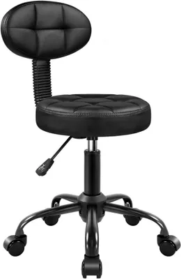 Obrázok produktu pre Okrúhla stolička s operadlom, výška 48 cm až 60 cm, koliesko, pre prácu