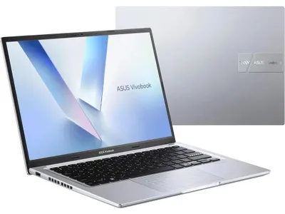Zdjęcie produktu dla ASUS Vivobook 14 M1405NAQ-LY016W, procesor Ryzen 5 1500, ekran 14 cali, panel WUXGA IPS o częstotliwości odświeżania 60 Hz, jasność 300 nitów, powłoka antyrefleksyjna, 16 GB pamięci DDR5, dysk SSD 512 GB, karta graficzna Radeon, kamera 720p, bateria 42 Wh, system Windows 11, kolor: srebrny