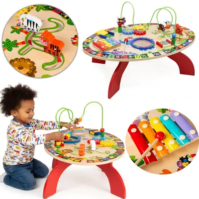Immagine prodotto di Lebula: Tavolino educativo in legno sensoriale, giocattolo per bambini 7-in-1
