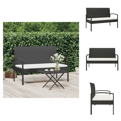 Obrázek produktu pro vidaXL Zahradní lavice s polštáři černá 105 cm z polyratanu - Zahradní lavice
