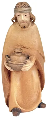 Hirte mit Holzkrug, 8 cm, handbemalt, Holz, Krippenfigur