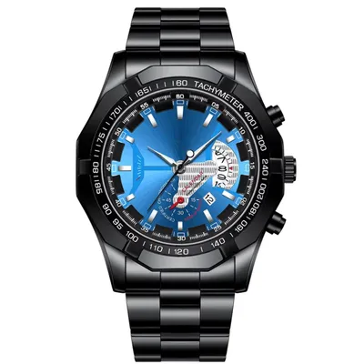 Zdjęcie produktu dla Zegarek Lizer - Elegancki Czarny/Niebieski z Mechanizmem Kwarcowym KP33704