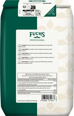 Produktbild von Fuchs Professional Curry Madras Gewürzmischung Packung 1000g