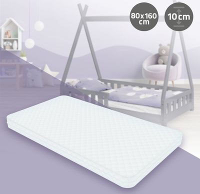 ML-Design Kindermatratze 80x160x10 cm, Schadstoff,  100 , Babymatratze mit Reißverschluss und waschbarem Bezug