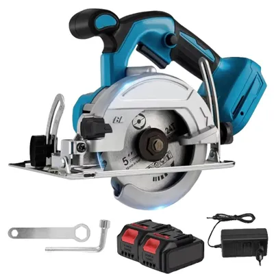 Obrázek produktu pro Kotoučová pila, kotouč 125 mm, nastavitelný úhel řezu, se 2 bateriemi